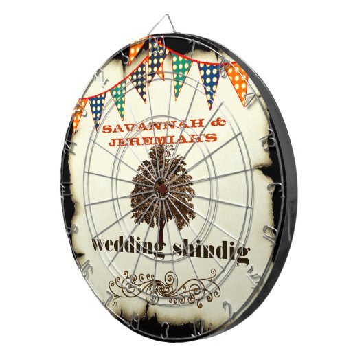 Country Chic Rustic Wedding Dart Board Dartscheibe (Vorderseite rechts)