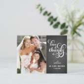 Country Chic Script Hochzeit Danke Postcard Postkarte (Stehend Vorderseite)