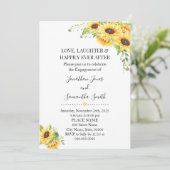 Country chic sonnenblumen blumenreiche Verlobung Einladung (Stehend Vorderseite)