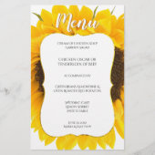 Country Chic Sunflower Wedding Menü (Vorderseite)