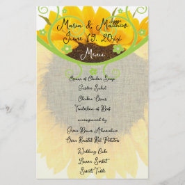 Country Chic Sunflower Wedding Menü