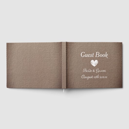 Country chic thema burlap print Hochzeitsgast-Buch Gästebuch (Voll)