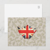 Country Chic Union Jack Flag Teapot Postkarte (Vorne/Hinten)