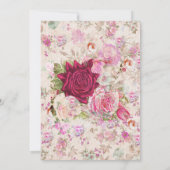Country chic Vintag rosa blumengeschmücktes Brautp Einladung (Rückseite)