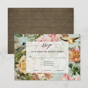 Country Chic Vintage florale Rose Rustic Wood UAWG RSVP Karte