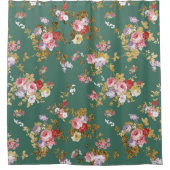 Country chic Wald grün rosa Gold elegante Blumen Duschvorhang (Vorderseite)