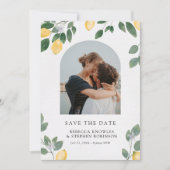 Country Chic Watercolor Lemon Wedding Foto Save The Date (Vorderseite)
