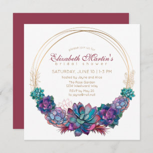 Country Chic Watercolor Sukkuläres Brautparty Einladung