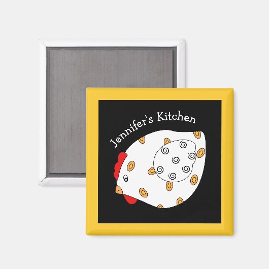 Country Chick Hen Square Magnet (Vorderseite/Rückseite)