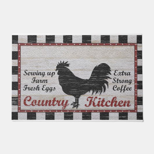Country Chicken Doormat, Retro Landschaft  Fußmatte (Vorderseite)