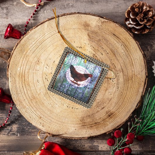 Country Chicken Farm Frische Eier Ephemera Keramikornament