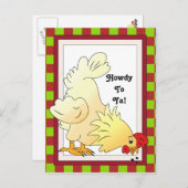 Country Chicken Howdy Cartoon Postkarte (Vorne/Hinten)