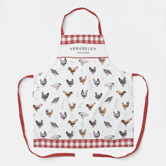 Country Chicken Pattern Red Karos Schürze (Vorderseite)