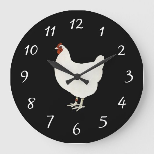 Country Chicken Wall Clock Große Wanduhr (Vorderseite)