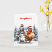 Country Chicken Weihnachtskarte Karte (Gelbe Blume)