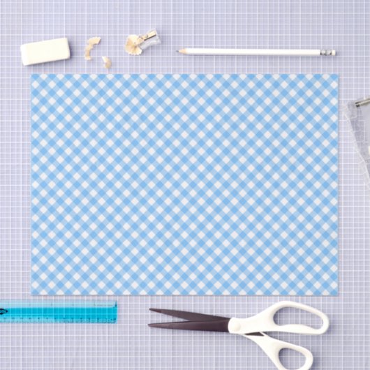 Country Chill Pastel Baby Blue Gingham Seidenpapier (Handwerk)