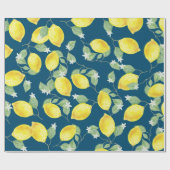 Country Chill Watercolor Lemons & Blue Geschenkpapier (Flach)
