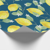 Country Chill Watercolor Lemons & Blue Geschenkpapier (Ecke)