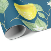 Country Chill Watercolor Lemons & Blue Geschenkpapier (Rolleneckpunkt)