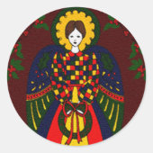 Country Christmas Angel Runder Aufkleber (Vorderseite)