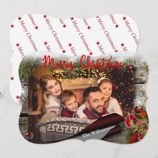 Country Christmas Bulletin Board Foto Extravagante Einladung (Vorne/Hinten)