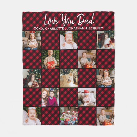 Country Christmas Custom Red Kariert Foto Collage Fleecedecke (Vorderseite)
