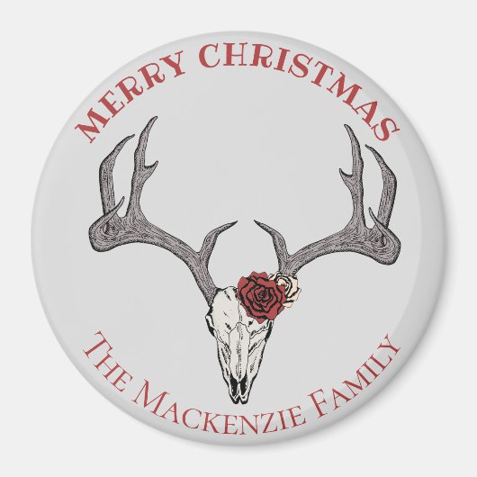 Country Christmas Deer Head Rentier Skull Antlers Magnet (Vorne)