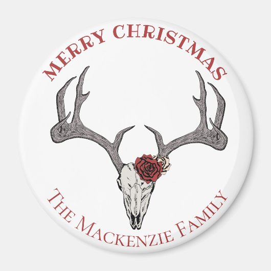 Country Christmas Deer Head Rentier Skull Antlers Magnet (Vorne)