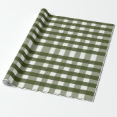 Country Christmas Farm Green White Kariert Pattern Geschenkpapier (Ungerollt)