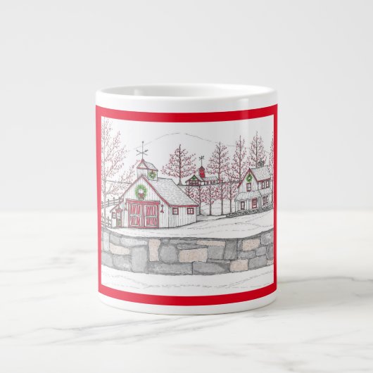 Country Christmas Farm Jumbo Tasse mit Red (Vorderseite)