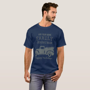 Country Christmas Farm Truck Individuelle Name T-Shirt