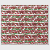 Country Christmas Forest Wolf Moose Geschenkpapier (Flach)