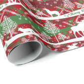 Country Christmas Forest Wolf Moose Geschenkpapier (Rolleneckpunkt)