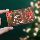 Country Christmas Free Drink Party Card Ticket