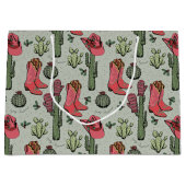Country Christmas Girly Cowgirl Stiefel & Cactus Große Geschenktüte (Vorderseite)