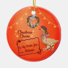 Country Christmas Goose Ornament - rustic gift tag