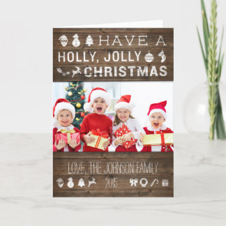 Country Christmas Grußkarte Rustic Holly Jolly Feiertagskarte