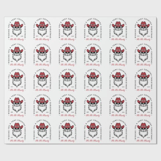 Country Christmas Howdy Weihnachtsmann wünscht sic Geschenkpapier (Flach)