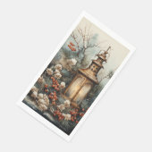 Country Christmas Lantern Pine Branches Red Berriy Serviette (Ecke)