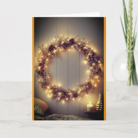 Country Christmas lighted wreath Karte (Vorderseite)