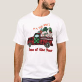 Country Christmas LKW Gnome Büffel kariert T-Shirt (Vorderseite)