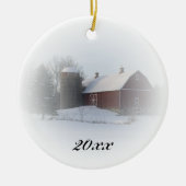 Country Christmas Red Barn Dating Keramik Ornament (Vorne)