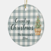 "Country Christmas" Skriptname Green Kariert Keramik Ornament (Links)