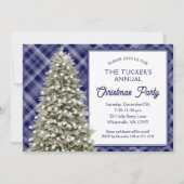 Country Christmas Tree Blue Kariertes Weihnachtsfe Einladung (Vorderseite)