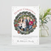 Country Christmas Wreath Family Foto Feiertagskarte (Stehend Vorderseite)