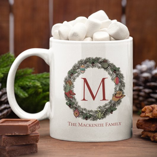 Country Christmas Wreath Family Foto Kaffeetasse