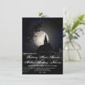 Country Church Full Moon Hochzeit Einladungen (Stehend Vorderseite)