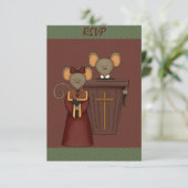 Country Church Mäuse RSVP Karten (Stehend Vorderseite)