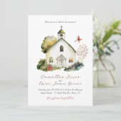Country Church Watercolor Hochzeit Einladung (Stehend Vorderseite)