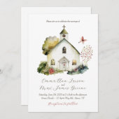 Country Church Watercolor Hochzeit Einladung (Vorne/Hinten)
